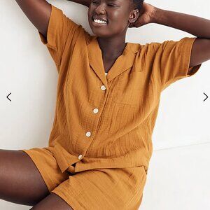 NWT. Madewell Lightspun Oversized Pajama Short Set. Gold.